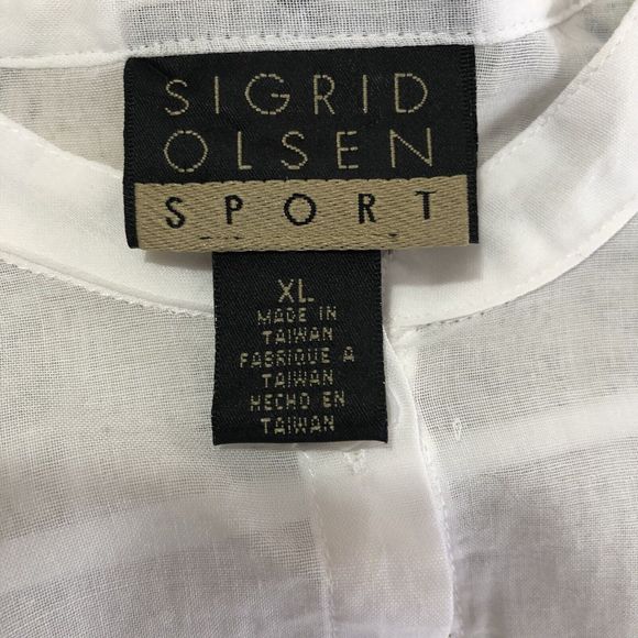 Sigrid Olsen XL 100% Linen Long Sleeve Blouse Sheer Embroidery NWOT - Picture 10 of 11